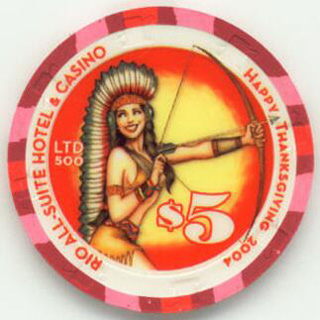 Las Vegas Rio Thanksgiving 2004 $5 Two Casino Chip Set 