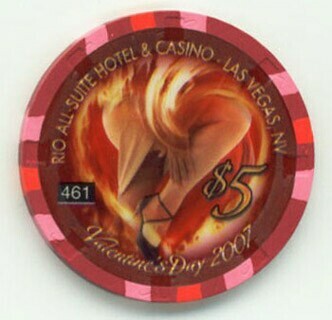Rio Hotel Valentine's Day 2007 $5 Casino Chip
