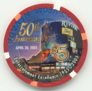 Riviera 50th Anniversary $5 Casino Chip
