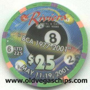 Riviera BCA Tournament 2001 $25 Casino Chip