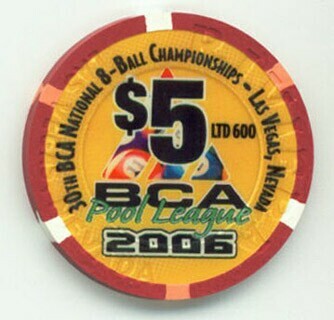 Las Vegas Riviera BCA 30th Anniversary 8 Ball Championship $5 Casino Chip