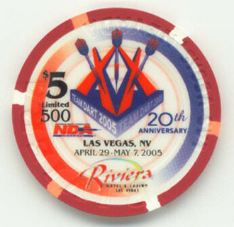 Las Vegas Riviera NDA 20th Anniversary 2005 $5 Casino Chip