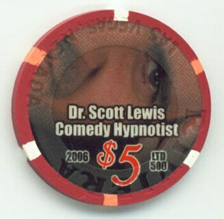 Riviera Hypnotist Dr. Scott Lewis $5 Casino Chip