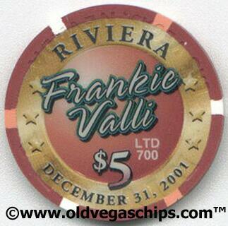 Las Vegas Riviera Frankie Valli New Year's Eve $5 Casino Poker Chip
