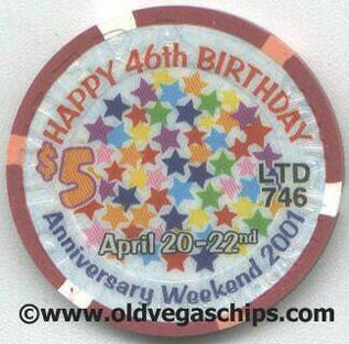Riviera 46th Anniversary $5 Poker Chip