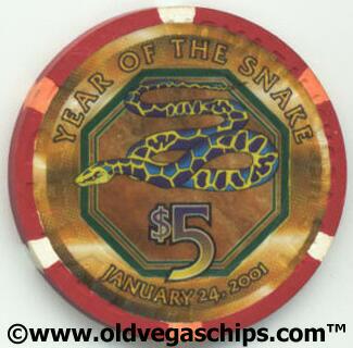 Las Vegas Riviera Chinese New Year of the Snake 2001 $5 Casino Chip