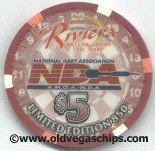 Riviera Dart Tournament 2001 $5 Casino Chip