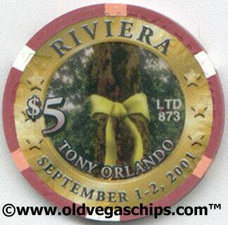 Las Vegas Riviera Tony Orlando 2001 $5 Casino Poker Chip