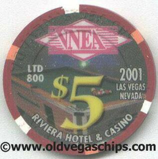 Riviera VNEA Pool Tournament 2001 $5 Poker Chip
