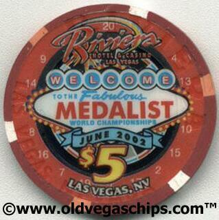 Riviera Medalist World Championships $5 Casino Chip