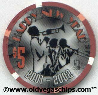 Las Vegas Riviera Happy New Year 2002 $5 Casino Chip