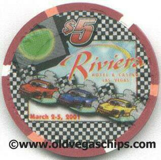Las Vegas Riviera NASCAR Race Weekend 2001 $5 Casino Chips