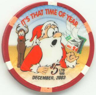Riviera Holiday Cheer 2003 $5 Casino Chip