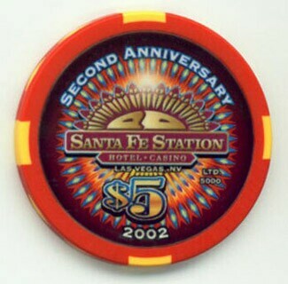 Las Vegas Santa Fe Station Second Anniversary $5 Chip
