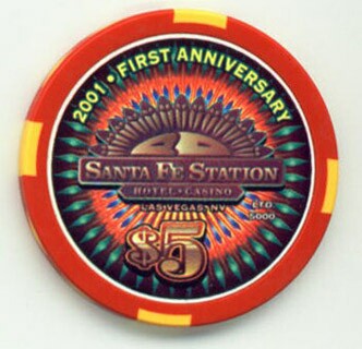 Las Vegas Santa Fe Station First Anniversary $5 Casino Chip