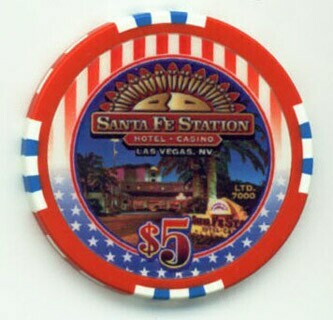 Las Vegas Santa Fe Station America the Beautiful $5 Casino Poker Chip