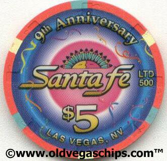 Santa Fe Casino 9th Anniversary $5 Casino Chip