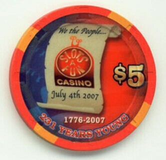 Slots A Fun 4th of July 2007 $5 Casino Chip