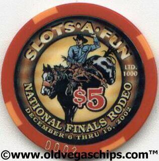 Las Vegas Slots -A- Fun Rodeo 2002 $5 Casino Chip