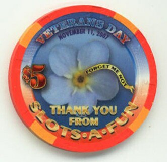 Slots A Fun Veterans Day 2007 $5 Casino Chip