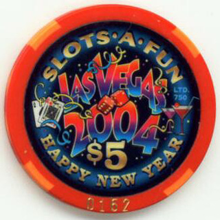 Slots A Fun New Year 2004 $5 Casino Chip 