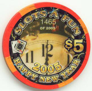 Slots A Fun Happy New Year 2005 $5 Casino Chip