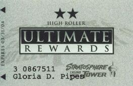 Stratosphere Tower High Roller Slot Club Card