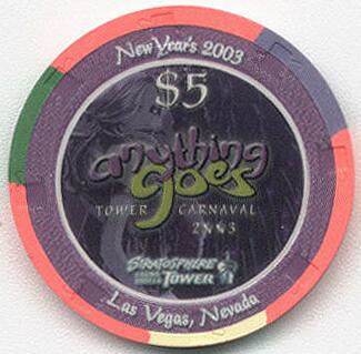 Stratosphere New Year's Eve 2003 $5 Casino Poker Chip