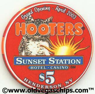Sunset Station Hooters Grand Opening $5 Casino Chips