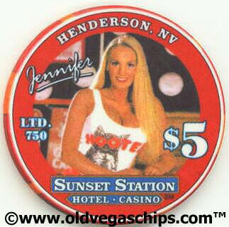 Las Vegas Sunset Station Hooters Grand Opening $5 Casino Chip 4