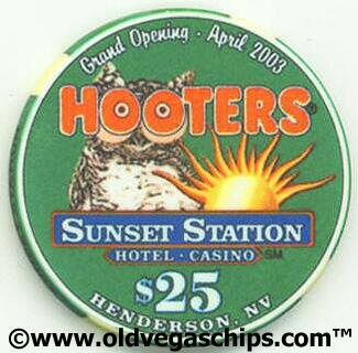 Las Vegas Sunset Station Hooters Grand Opening $25 Casino Poker Chip