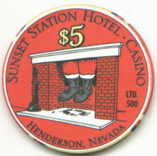 Sunset Station Christmas 2002 $5 Chip