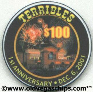 Las Vegas Terrible's Casino First Anniversary $100 Casino Poker Chip