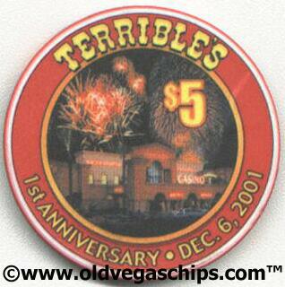 Las Vegas Terrible's Casino First Anniversary $5 Casino Chips