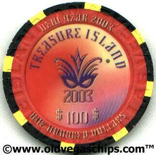 Treasure Island New Year 2003 $100 Casino Chip
