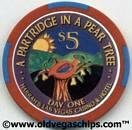 Harrah's 12 Days of Christmas $5 Casino Chip - A Partridge in a Pear Tree