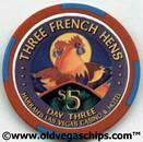 Harrah's 12 Days of Christmas $5 Casino Chip - Three French Hens