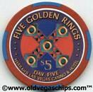 Harrah's 12 Days of Christmas $5 Casino Chip - Five Golden Rings