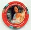 Las Vegas Hooters Casino August Calendar Girl $5 Casino Chip