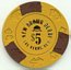 New Brown Derby $5 Casino Chip