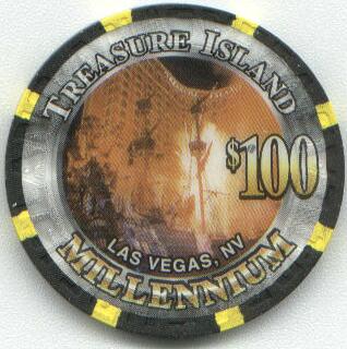 Treasure Island $100 Millennium Casino Chip