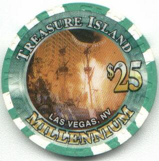 Treasure Island $25 Millennium Casino Chip