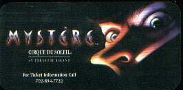 Las Vegas Treasure Island Mystere Hotel Room Key