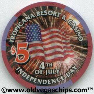 Tropicana 4th of July 1998 $5 Casino Chip