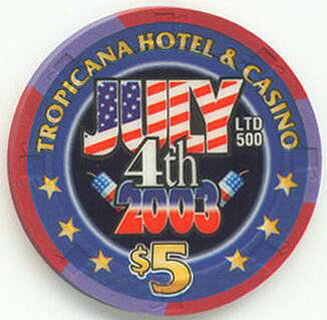 Tropicana 4th of July 2003 $5 Casino Chips