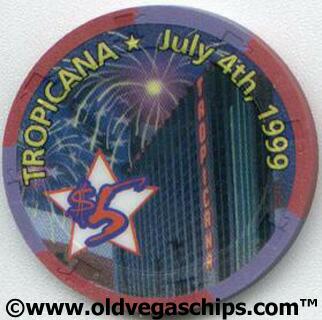 Tropicana 4th of July 1999 $5 Casino Chip