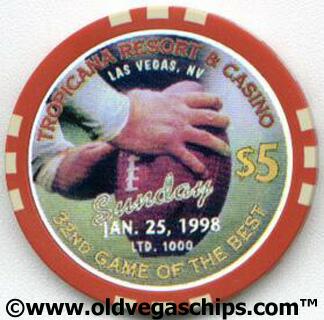 Tropicana Superbowl 1998 $5 Casino Chip
