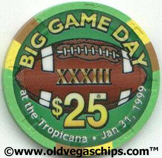 Tropicana Superbowl 1999 $25 Casino Chip
