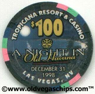 Tropicana Happy New Year 1998 $100 Casino Chip