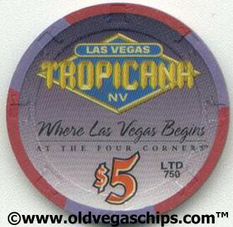 Tropicana Season's Greetings 1998 $5 Casino Chip
